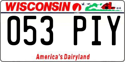 WI license plate 053PIY