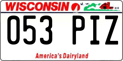 WI license plate 053PIZ