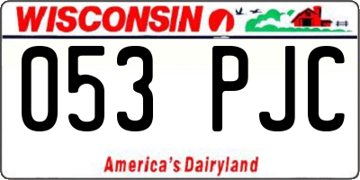 WI license plate 053PJC