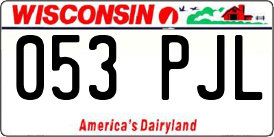 WI license plate 053PJL