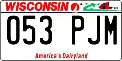 WI license plate 053PJM