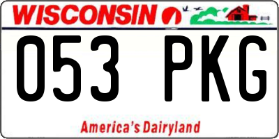 WI license plate 053PKG