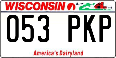 WI license plate 053PKP