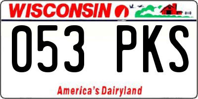 WI license plate 053PKS