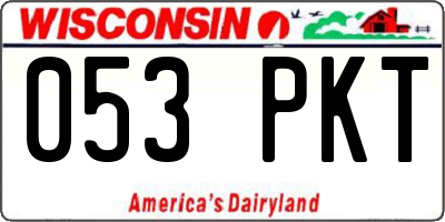 WI license plate 053PKT