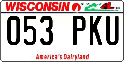 WI license plate 053PKU