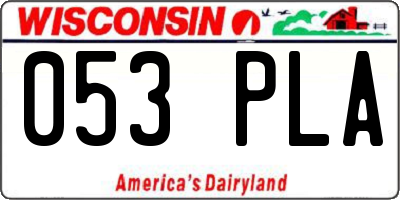 WI license plate 053PLA
