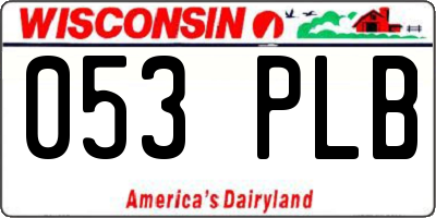 WI license plate 053PLB