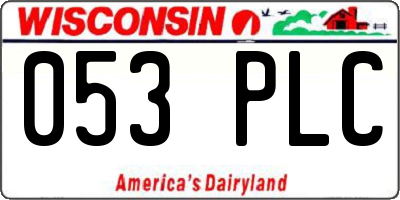 WI license plate 053PLC
