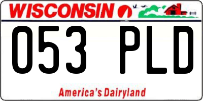WI license plate 053PLD