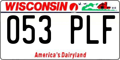 WI license plate 053PLF