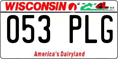 WI license plate 053PLG