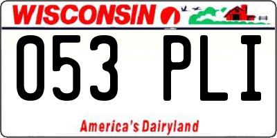 WI license plate 053PLI