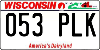 WI license plate 053PLK