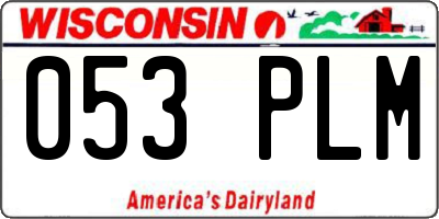 WI license plate 053PLM
