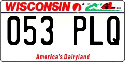 WI license plate 053PLQ