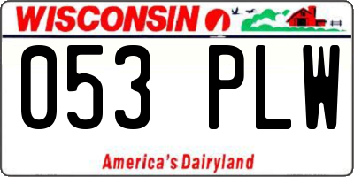 WI license plate 053PLW