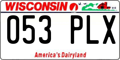 WI license plate 053PLX