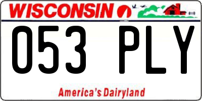 WI license plate 053PLY