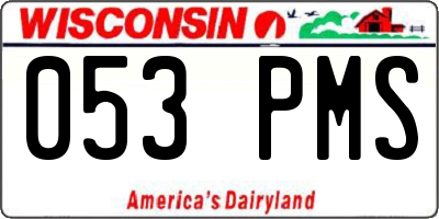 WI license plate 053PMS