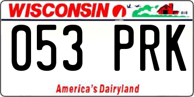 WI license plate 053PRK