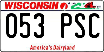 WI license plate 053PSC