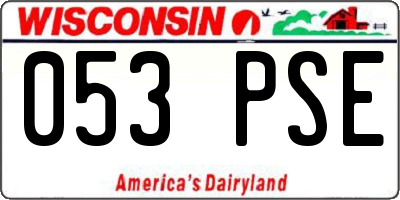 WI license plate 053PSE