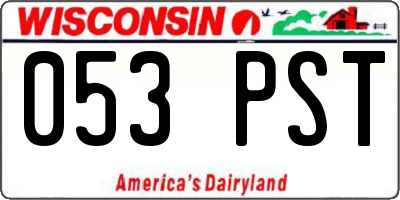 WI license plate 053PST