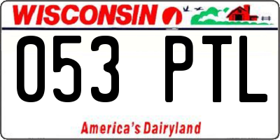 WI license plate 053PTL