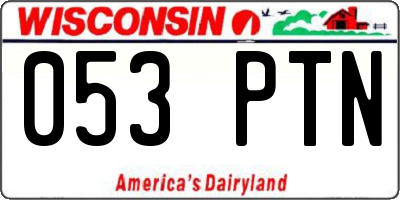WI license plate 053PTN