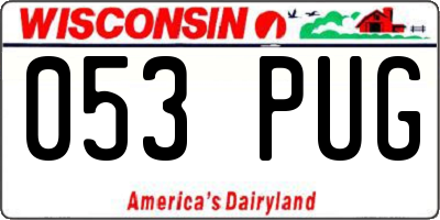 WI license plate 053PUG