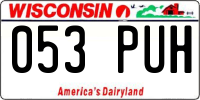 WI license plate 053PUH