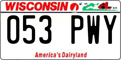 WI license plate 053PWY