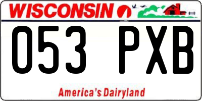 WI license plate 053PXB