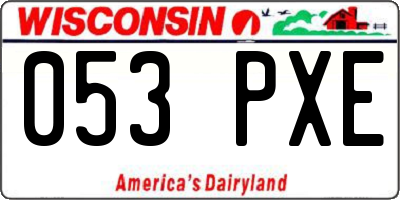 WI license plate 053PXE