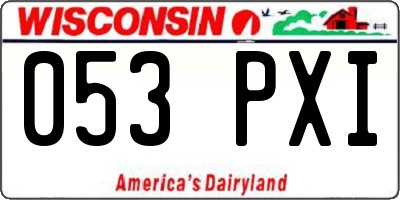 WI license plate 053PXI