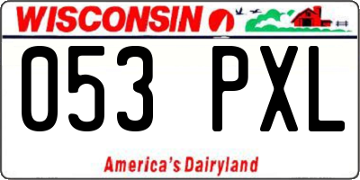 WI license plate 053PXL