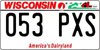 WI license plate 053PXS