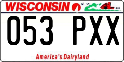 WI license plate 053PXX