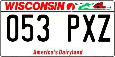 WI license plate 053PXZ