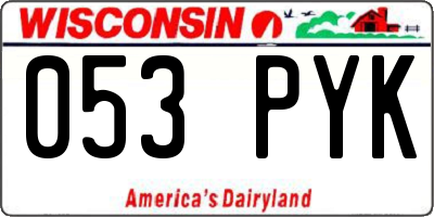 WI license plate 053PYK