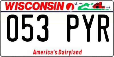 WI license plate 053PYR