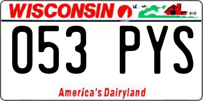 WI license plate 053PYS