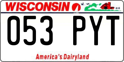 WI license plate 053PYT