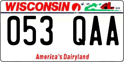 WI license plate 053QAA
