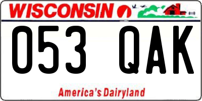 WI license plate 053QAK