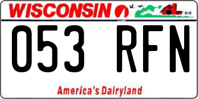 WI license plate 053RFN