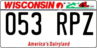 WI license plate 053RPZ