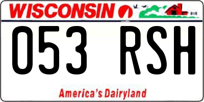 WI license plate 053RSH