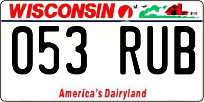 WI license plate 053RUB
